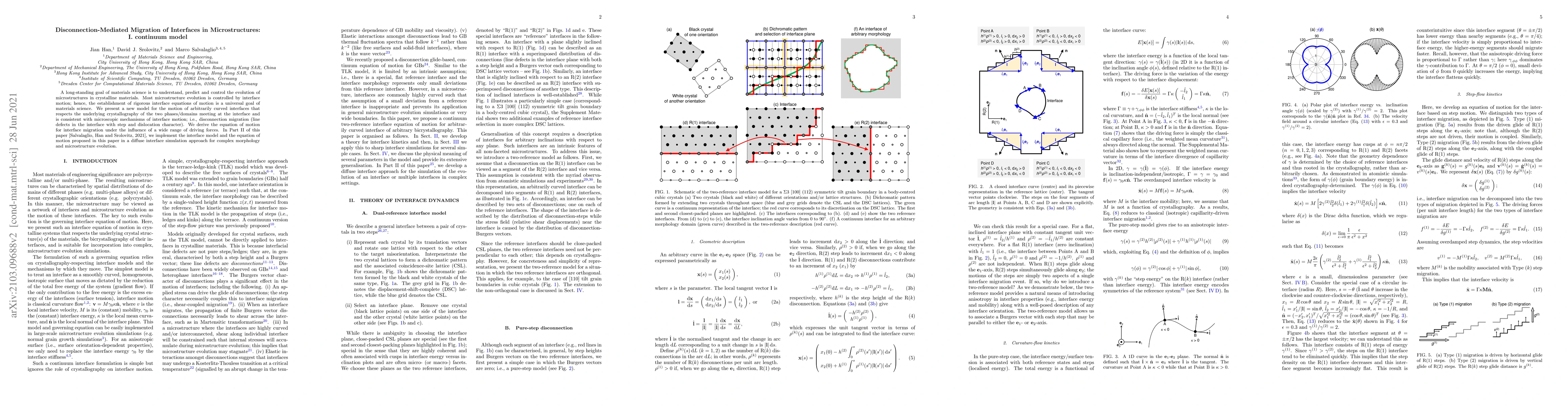 Thumbnail for Disconnection-Mediated Migration of Interfaces in Microstructures: I.
  continuum model