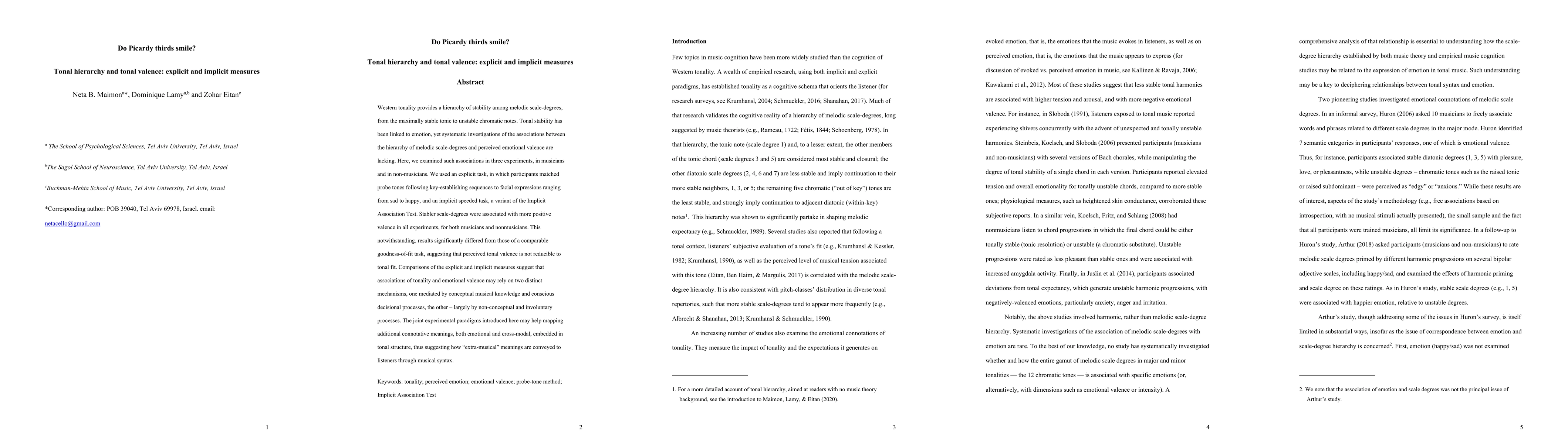 Thumbnail for Do Picardy thirds smile? Tonal hierarchy and tonal valence: explicit and
  implicit measures
