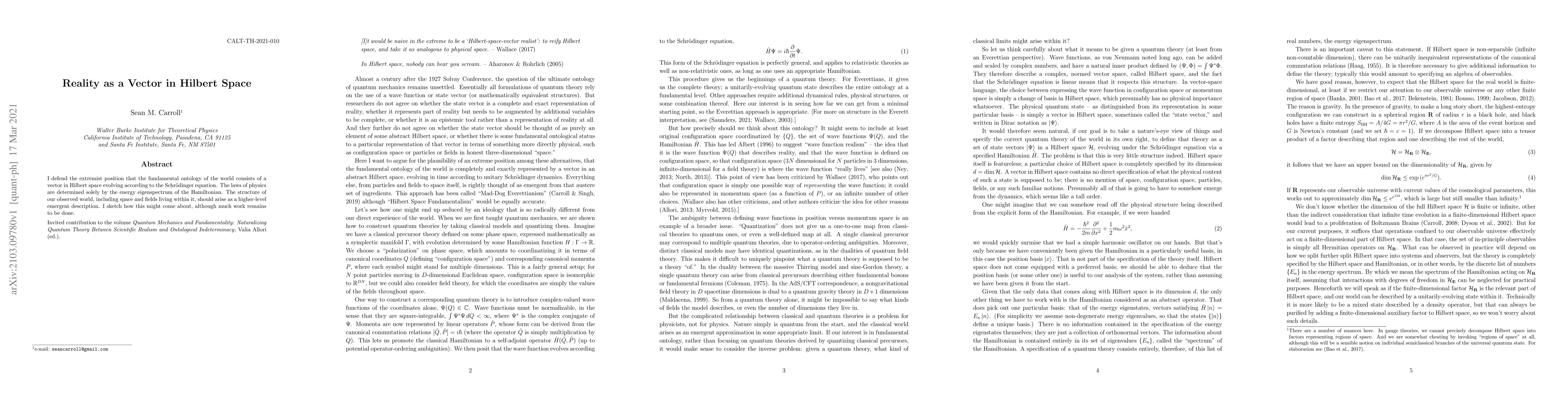Thumbnail for Reality as a Vector in Hilbert Space