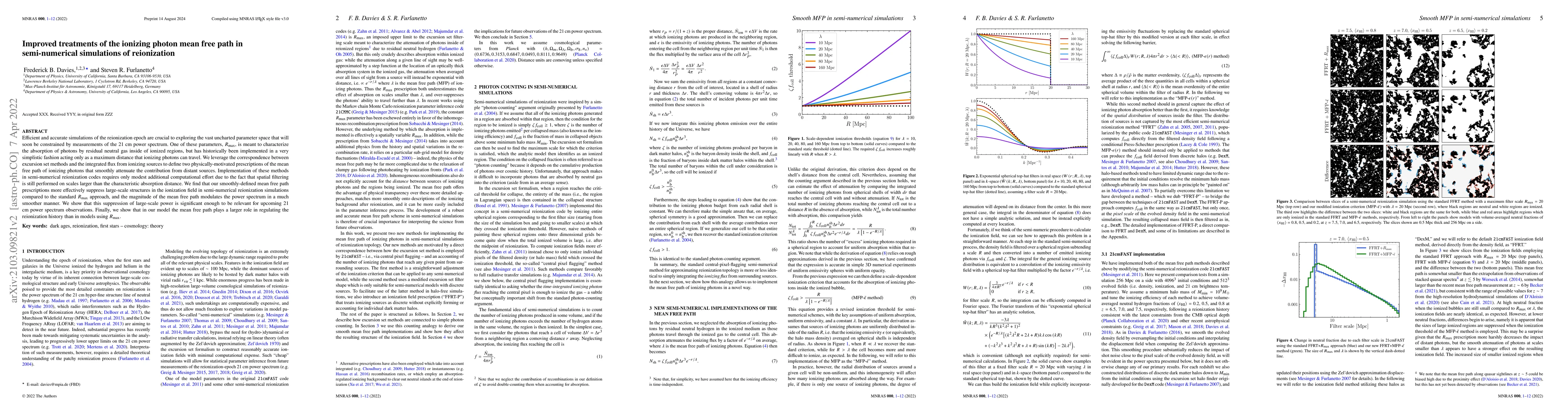 Thumbnail for Improved treatments of the ionizing photon mean free path in
  semi-numerical simulations of reionization
