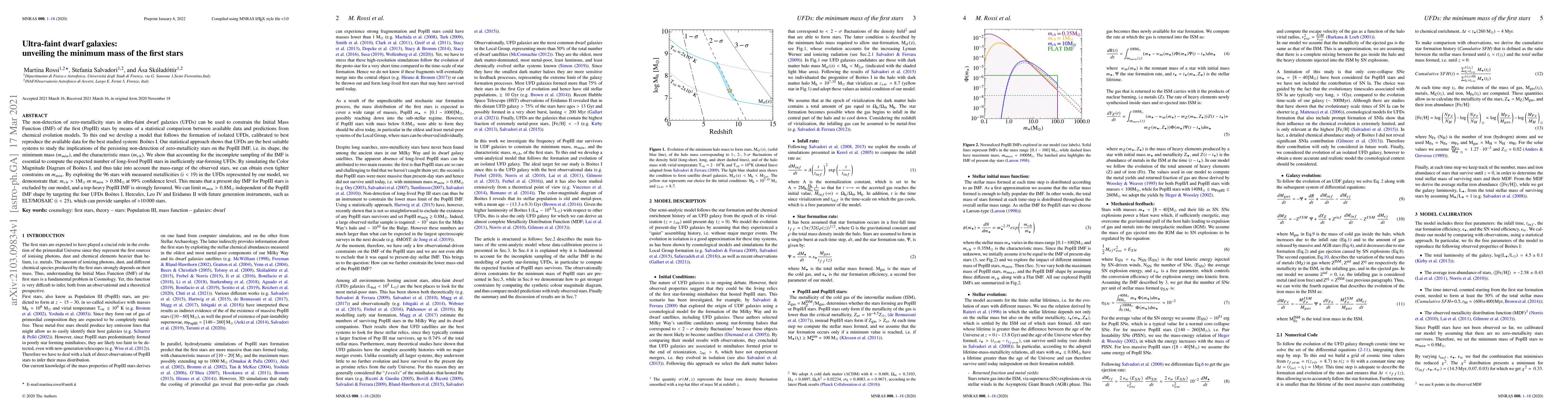 Thumbnail for Ultra-faint dwarf galaxies: unveiling the minimum mass of the first
  stars