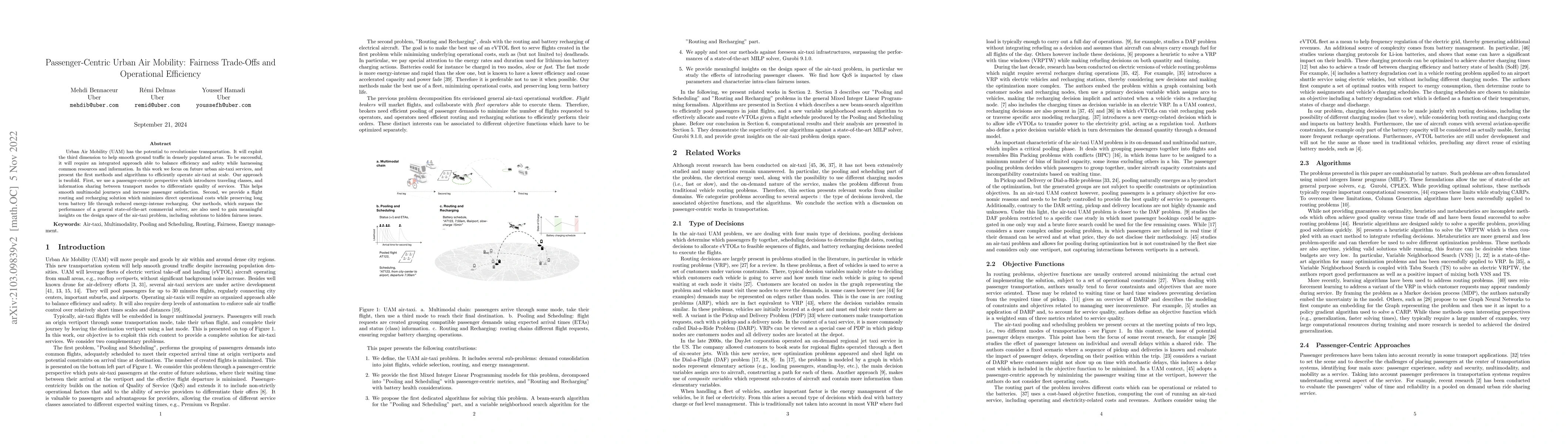 Thumbnail for Passenger-Centric Urban Air Mobility: Fairness Trade-Offs and
  Operational Efficiency