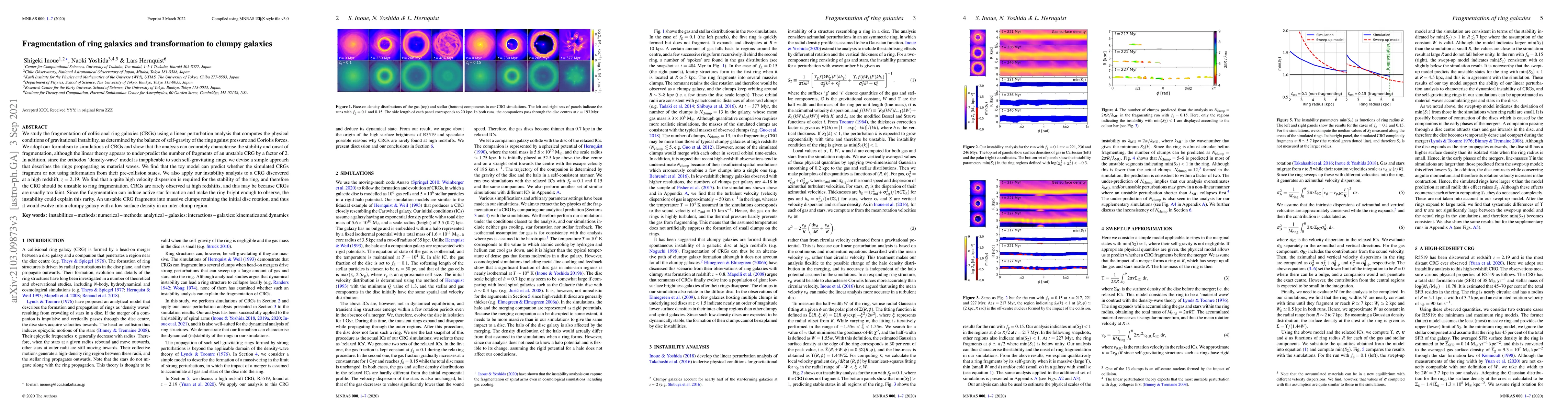 Thumbnail for Fragmentation of ring galaxies and transformation to clumpy galaxies
