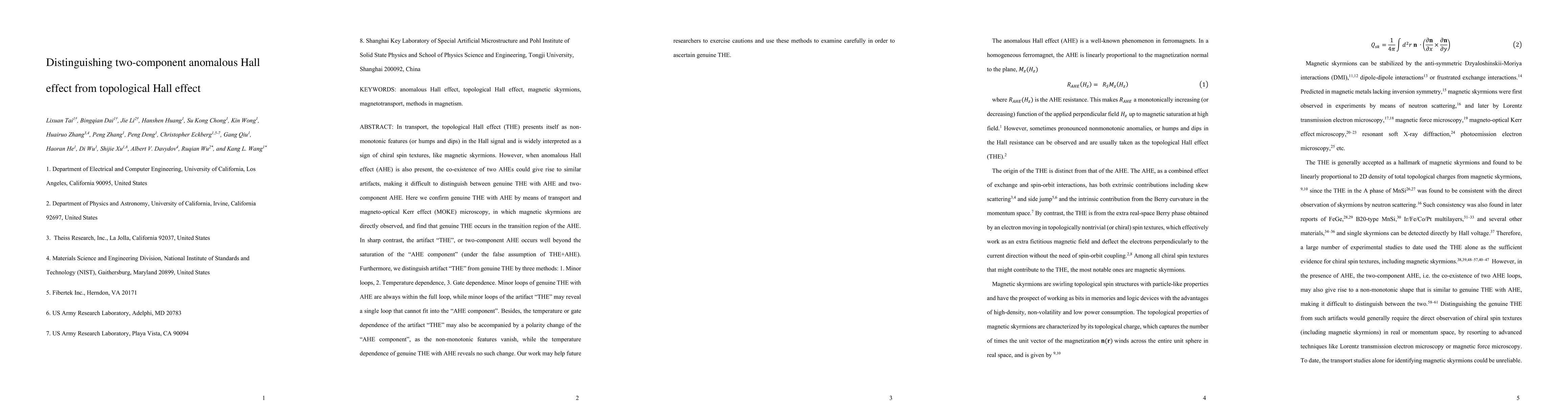 Thumbnail for Distinguishing two-component anomalous Hall effect from topological Hall
  effect
