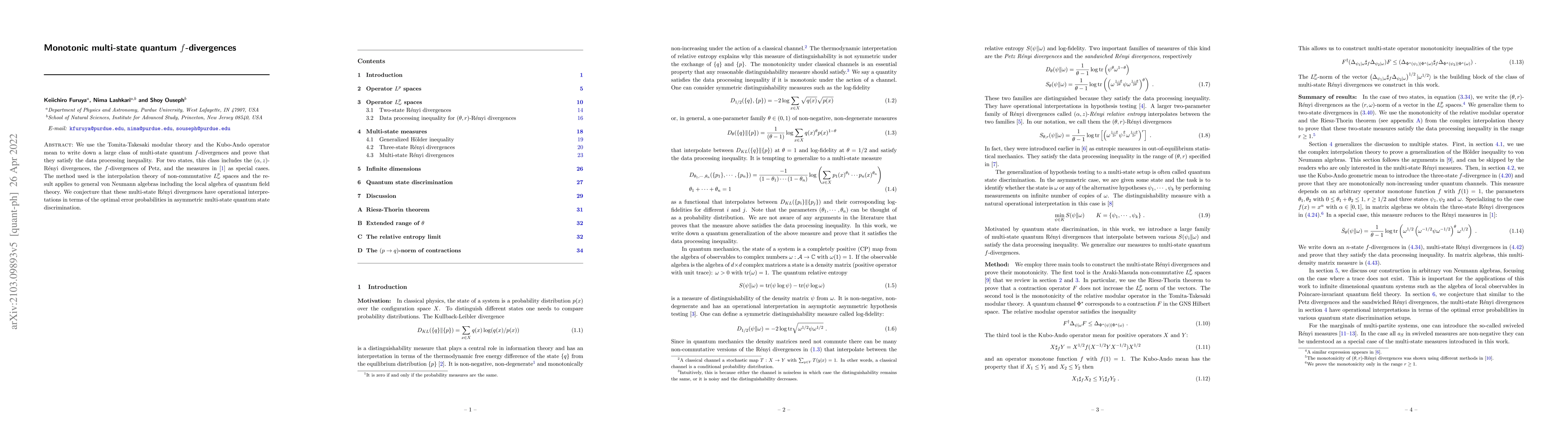 Thumbnail for Monotonic multi-state quantum $f$-divergences