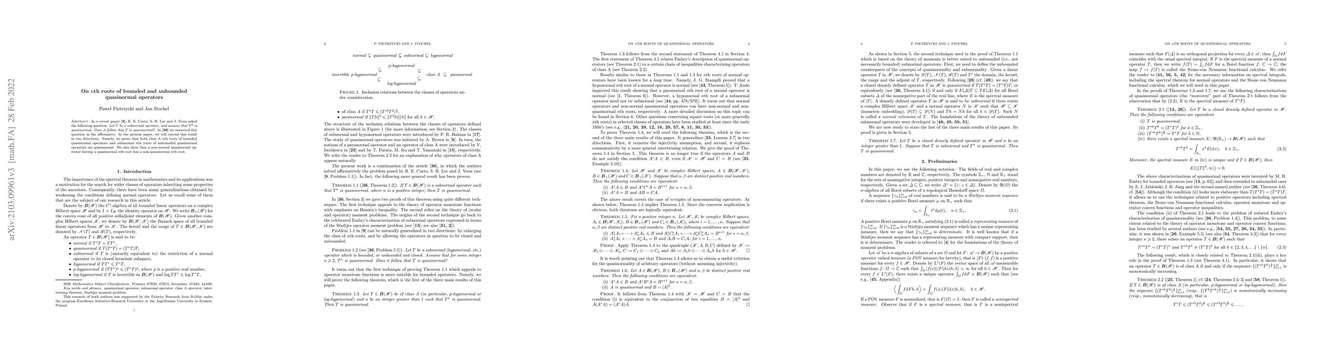Thumbnail for On $n$th roots of bounded and unbounded quasinormal operators