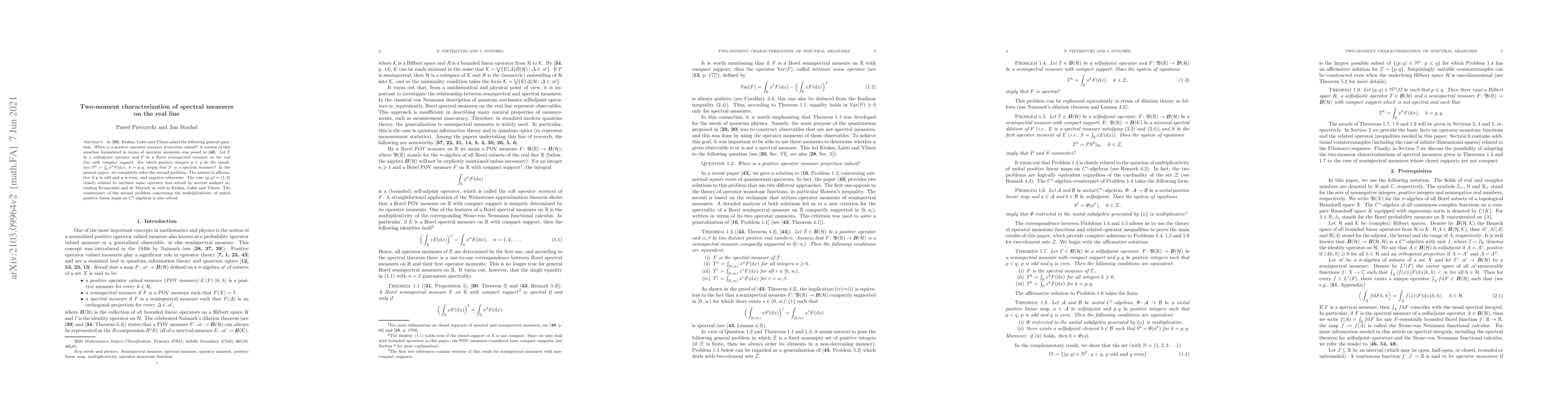 Thumbnail for Two-moment characterization of spectral measures on the real line