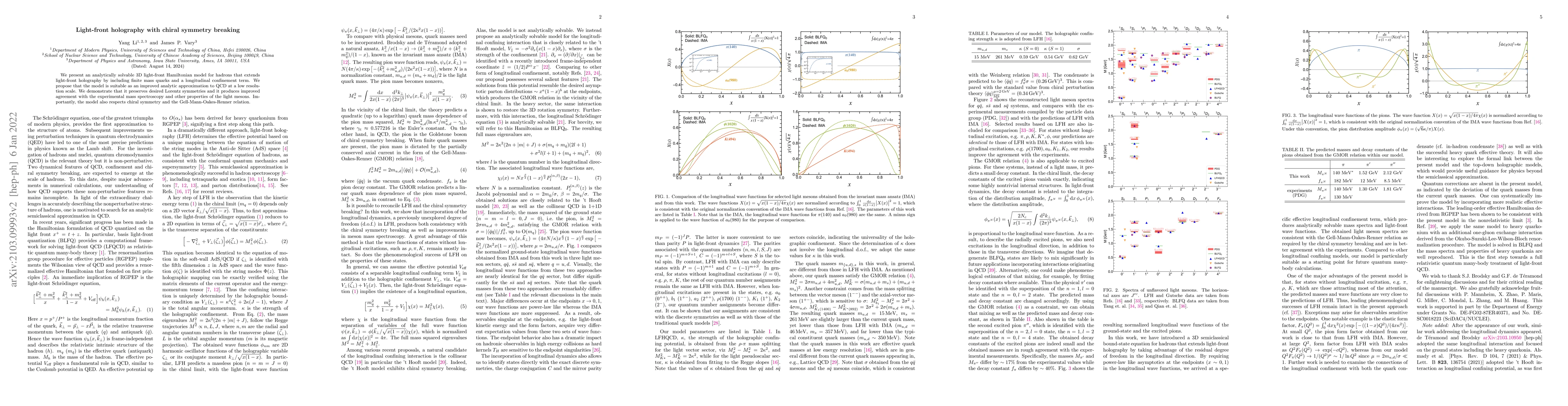 Thumbnail for Light-front holography with chiral symmetry breaking