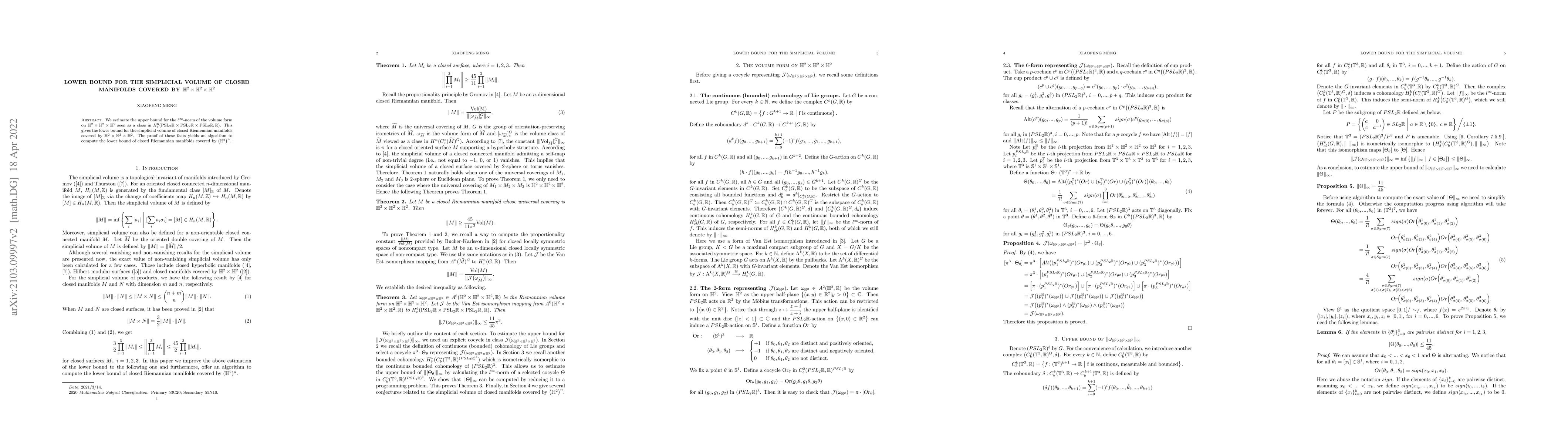 Thumbnail for Lower Bound for the Simplicial Volume of Closed Manifolds Covered by
  $\mathbb{H}^{2}\times\mathbb{H}^{2}\times\mathbb{H}^{2}$