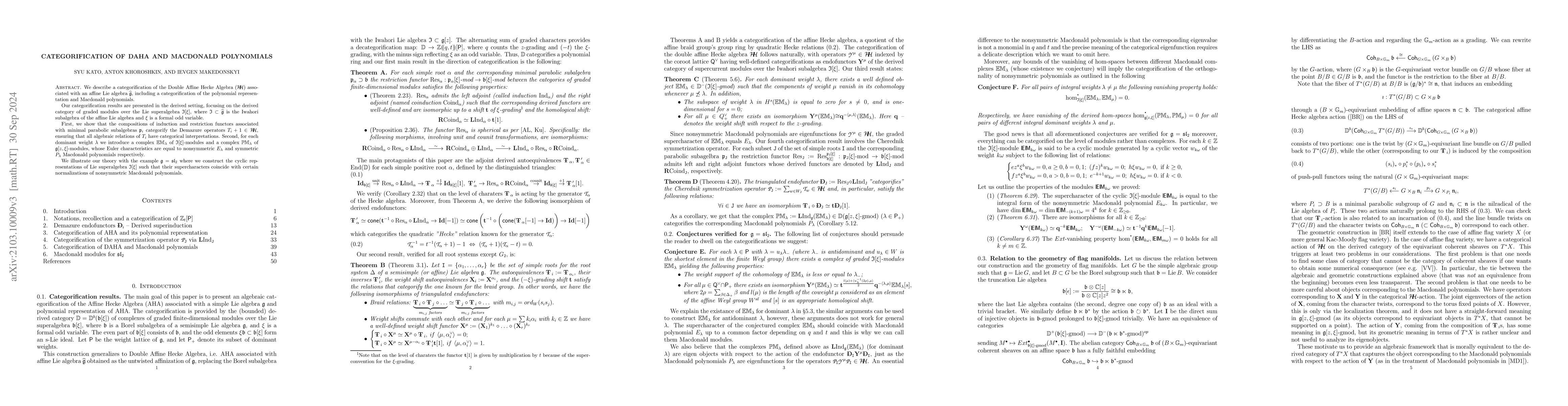Thumbnail for Categorification of DAHA and Macdonald polynomials