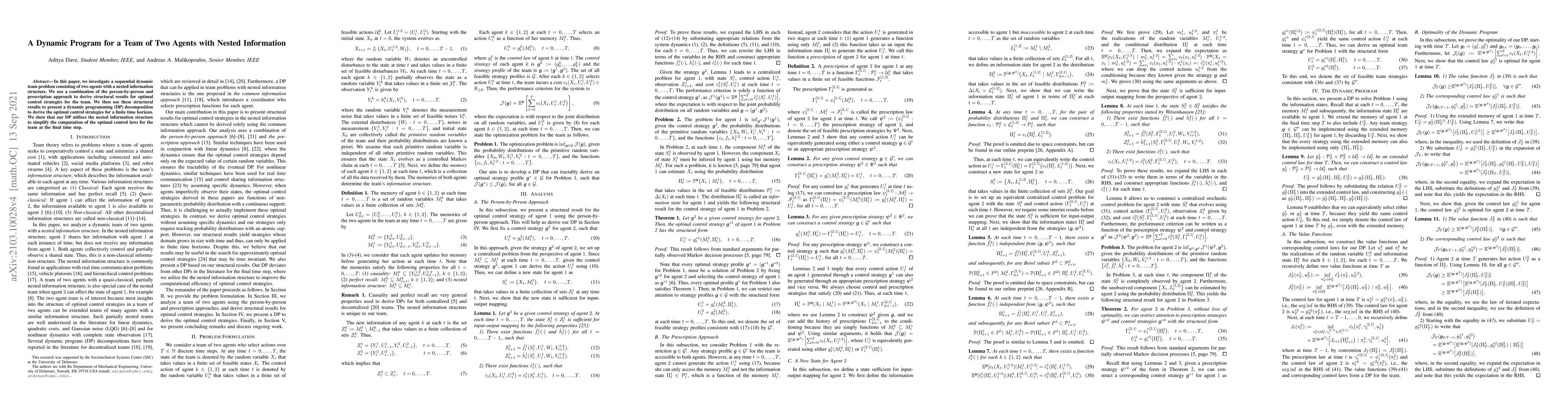 Thumbnail for A Dynamic Program for a Team of Two Agents with Nested Information