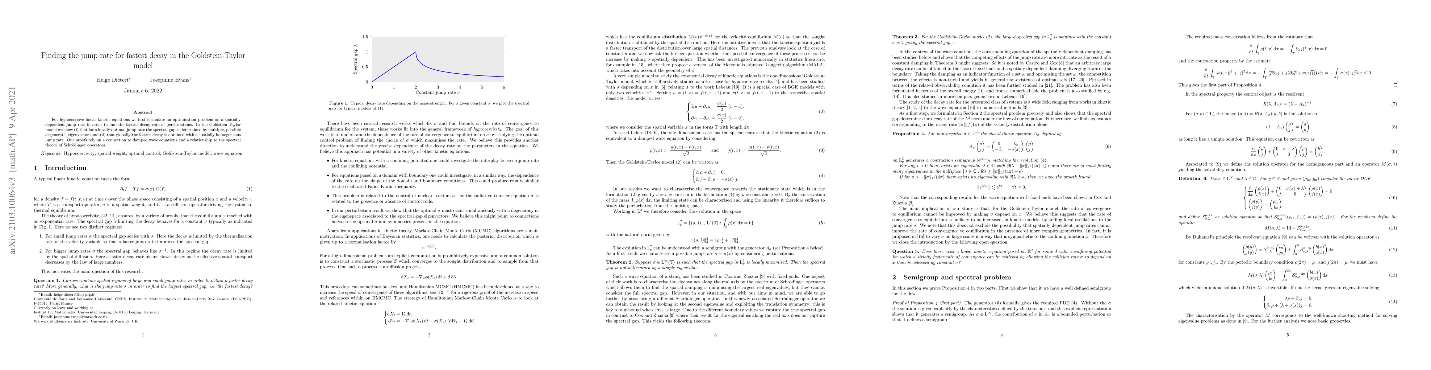 Thumbnail for Finding the jump rate for fastest decay in the Goldstein-Taylor model