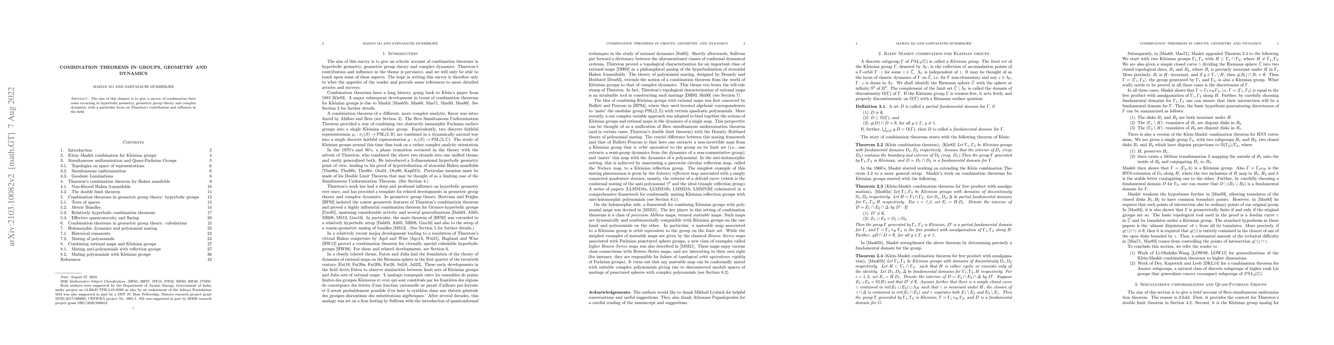 Thumbnail for Combination Theorems in Groups, Geometry and Dynamics