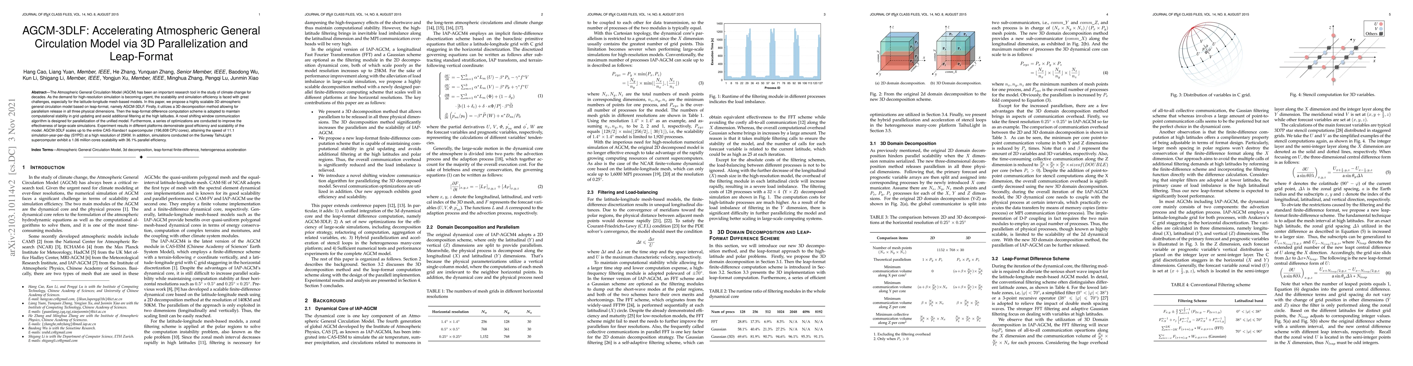 Thumbnail for AGCM-3DLF: Accelerating Atmospheric General Circulation Model via 3D
  Parallelization and Leap-Format