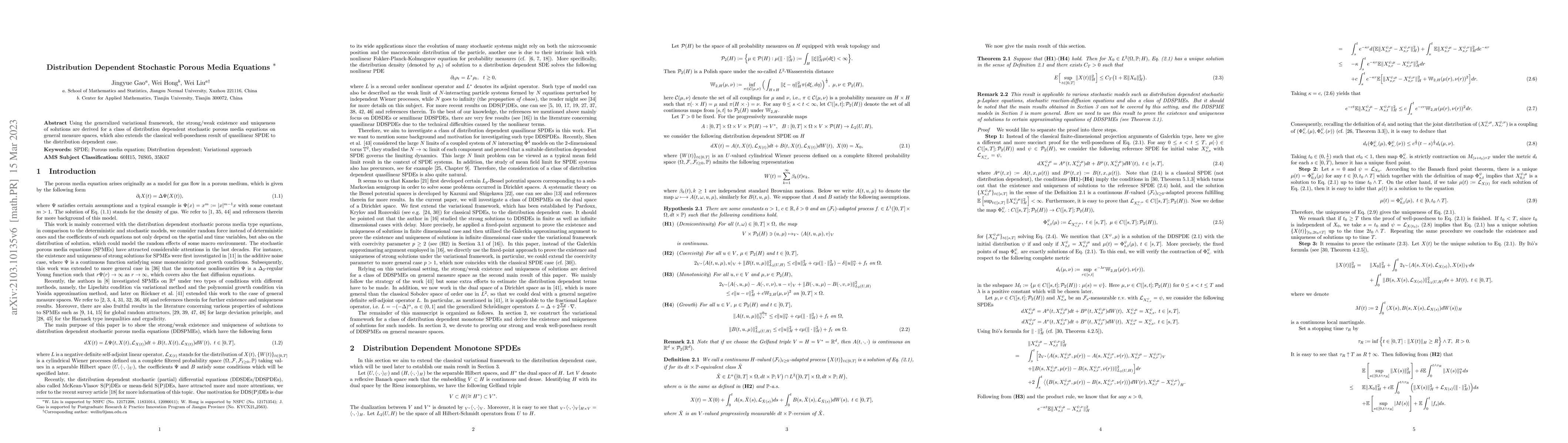 Thumbnail for Distribution Dependent Stochastic Porous Media Equations