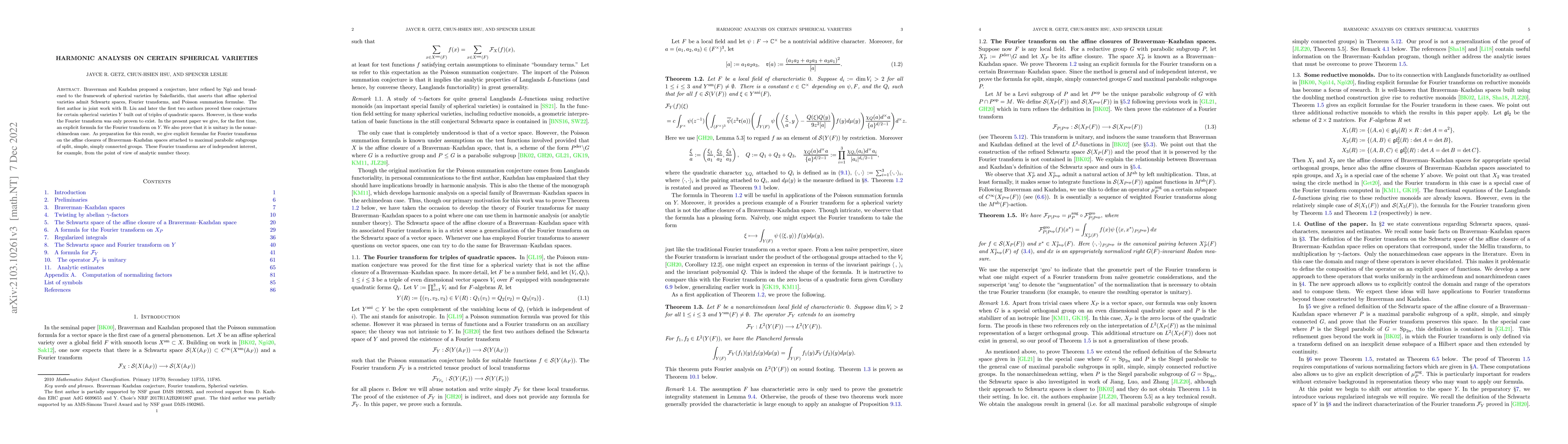 Thumbnail for Harmonic analysis on certain spherical varieties
