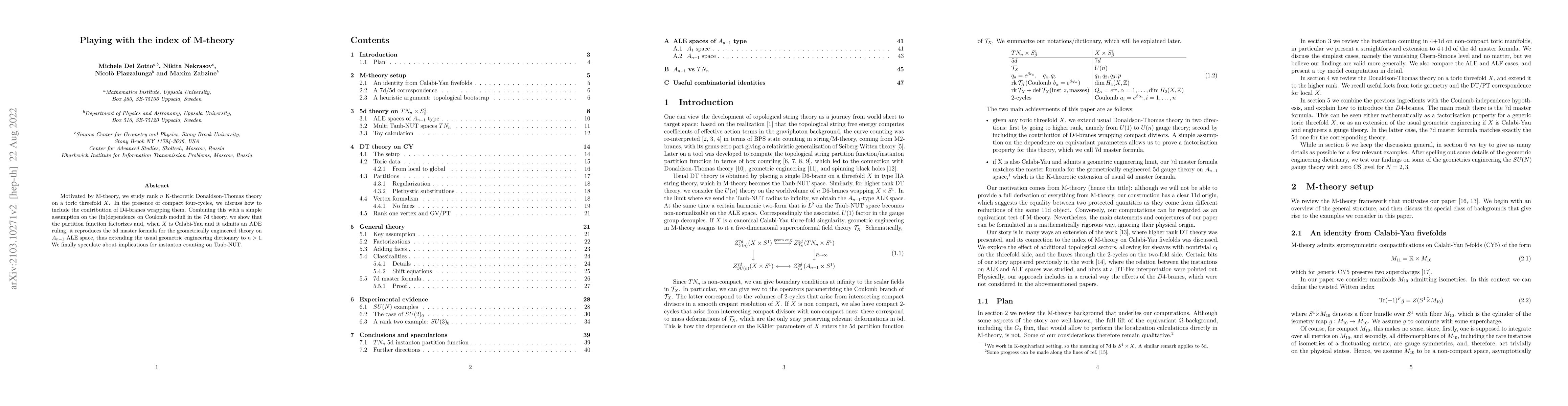 Thumbnail for Playing with the index of M-theory