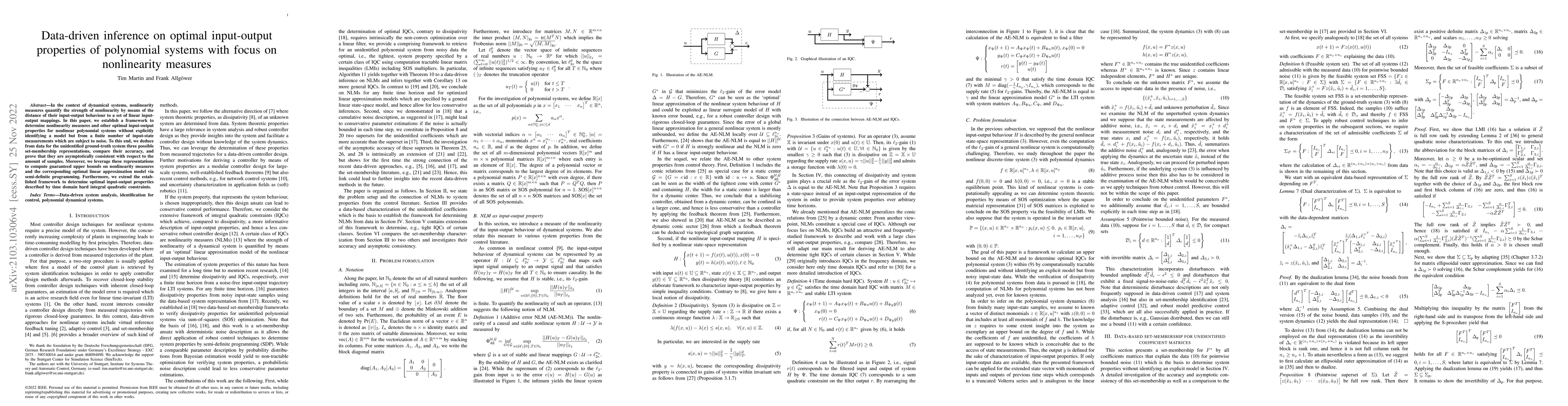 Thumbnail for Data-driven inference on optimal input-output properties of polynomial
  systems with focus on nonlinearity measures