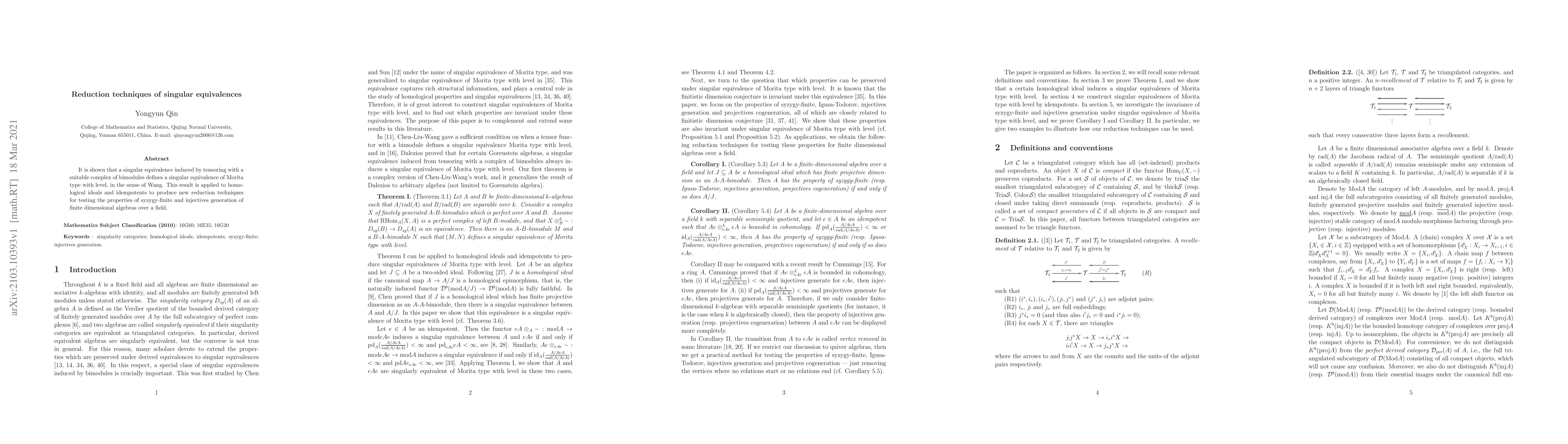 Thumbnail for Reduction techniques of singular equivalences