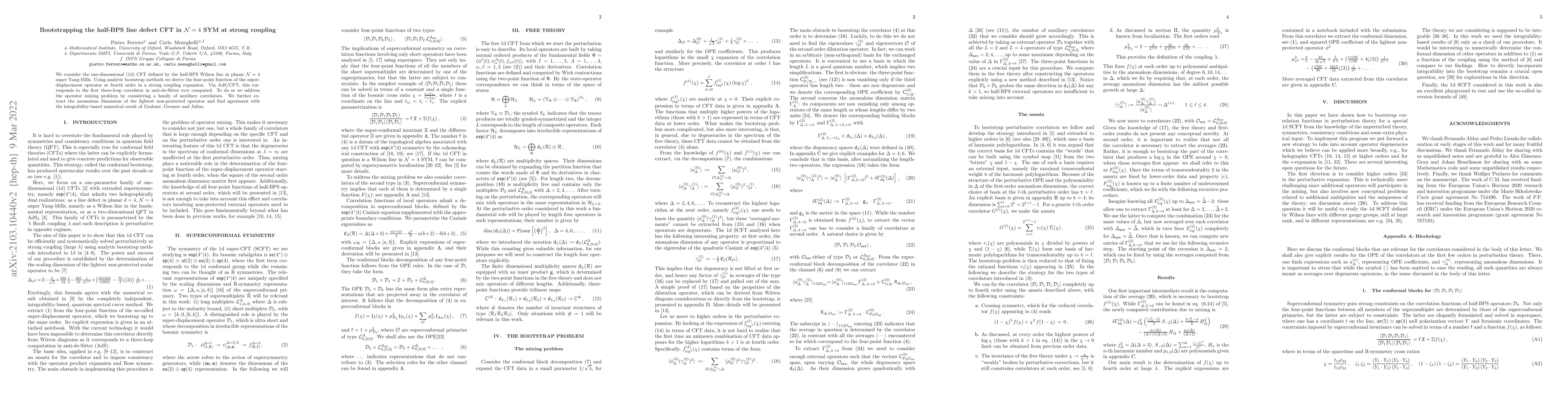 Thumbnail for Bootstrapping the half-BPS line defect CFT in $\mathcal{N}=4$ SYM at
  strong coupling