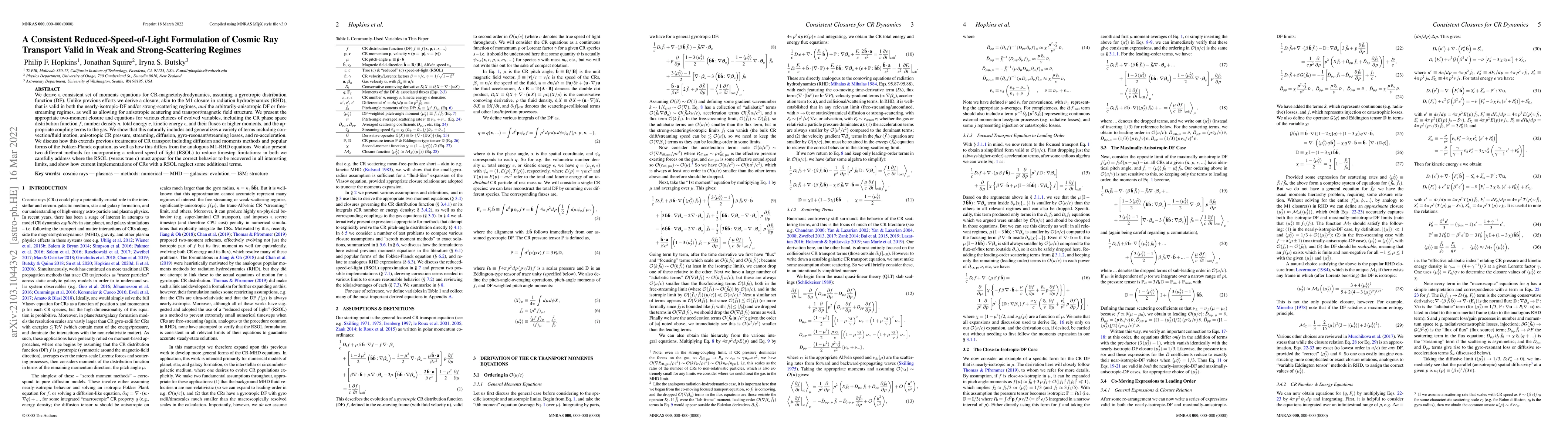 Thumbnail for A Consistent Reduced-Speed-of-Light Formulation of Cosmic Ray Transport
  Valid in Weak and Strong-Scattering Regimes