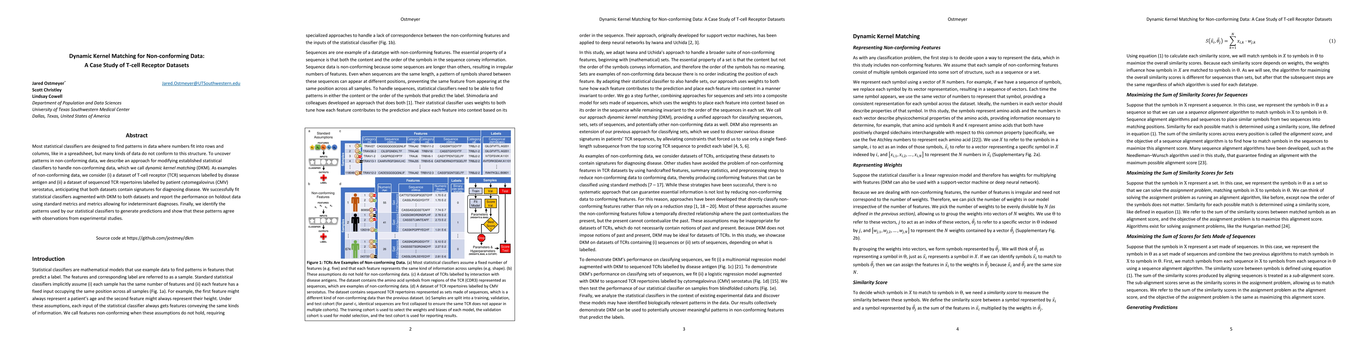 Thumbnail for Dynamic Kernel Matching for Non-conforming Data: A Case Study of T-cell
  Receptor Datasets