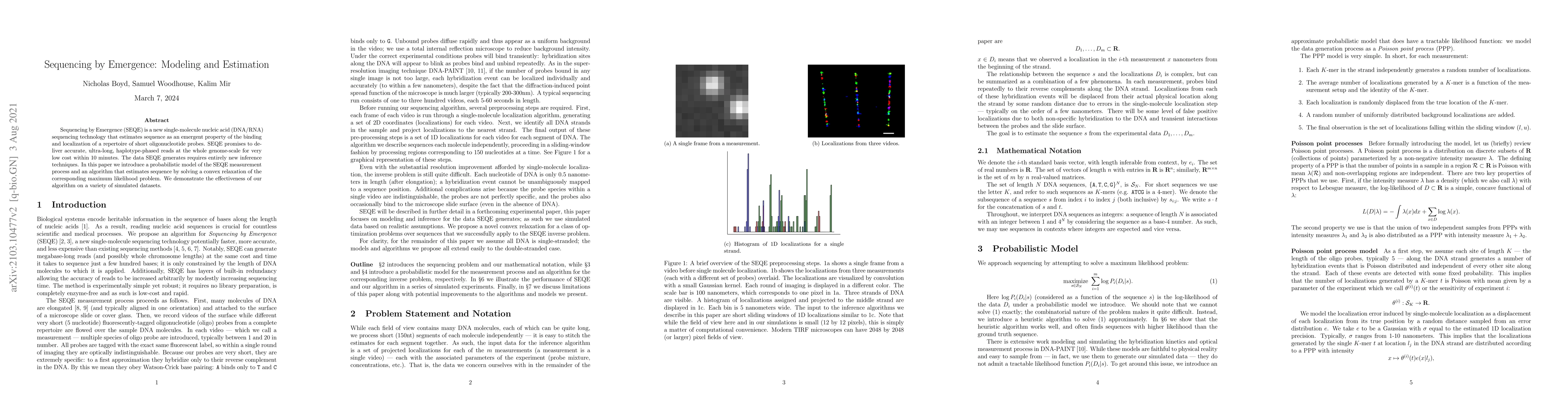 Thumbnail for Sequencing by Emergence: Modeling and Estimation
