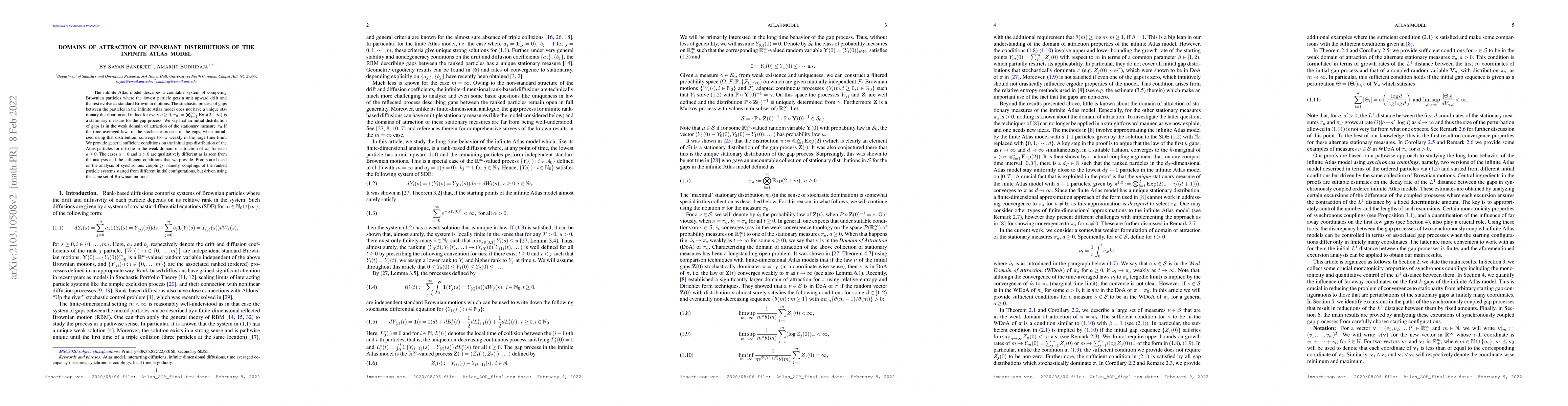 Thumbnail for Domains of attraction of invariant distributions of the infinite Atlas
  model