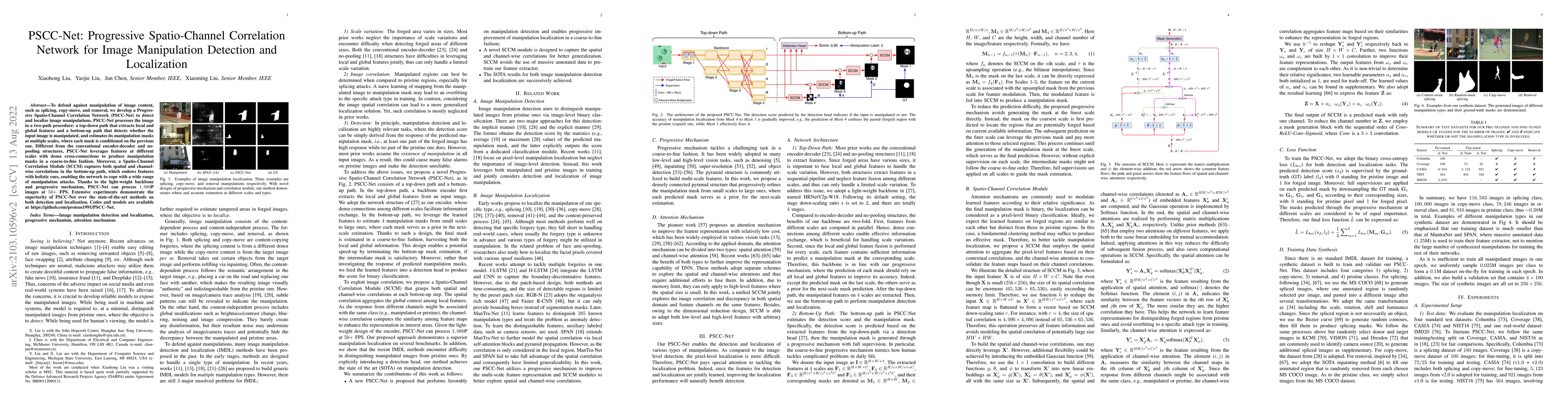 Thumbnail for PSCC-Net: Progressive Spatio-Channel Correlation Network for Image
  Manipulation Detection and Localization