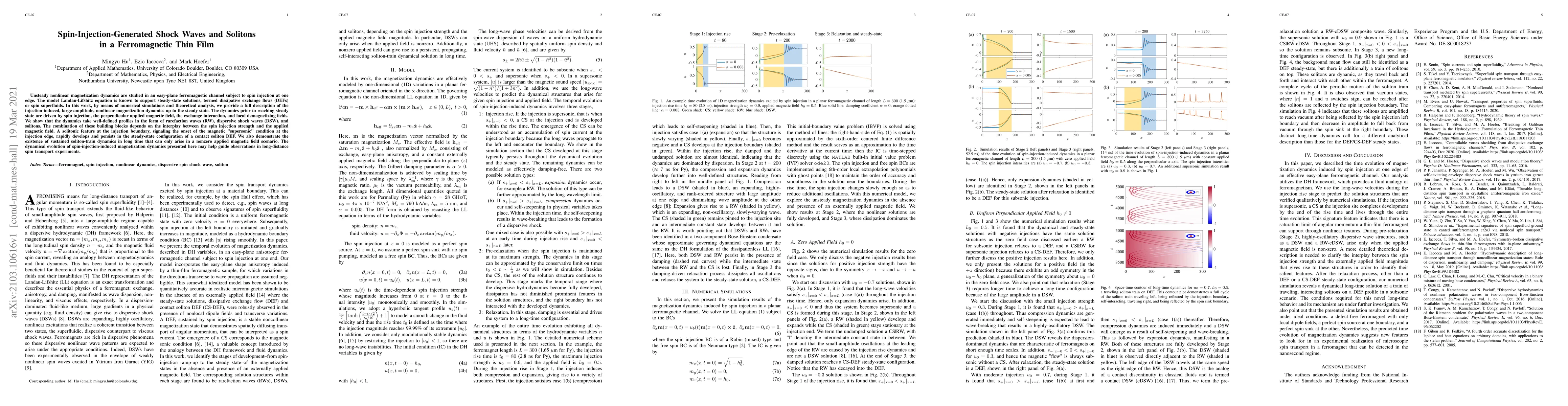 Thumbnail for Spin-Injection-Generated Shock Waves and Solitons in a Ferromagnetic
  Thin Film