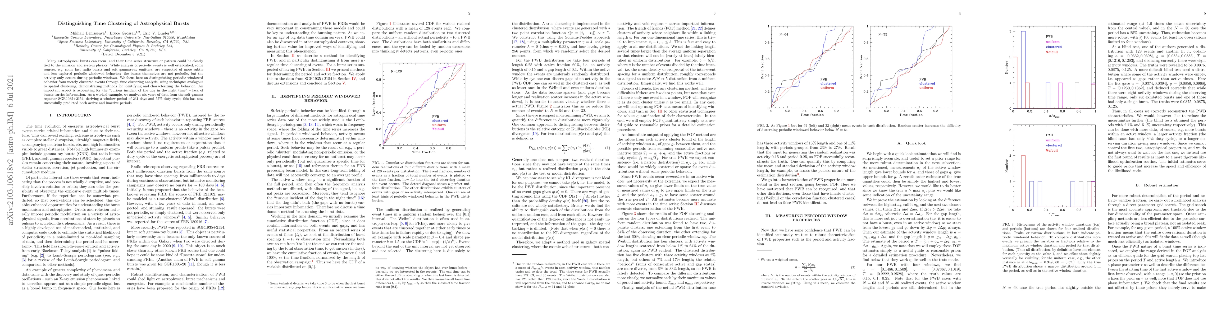 Thumbnail for Distinguishing Time Clustering of Astrophysical Bursts