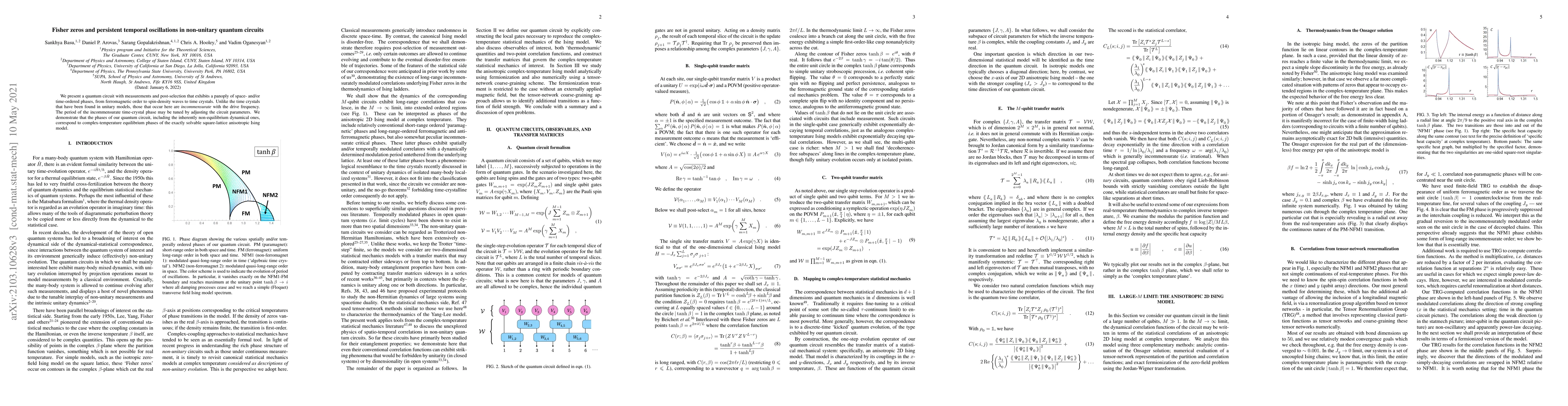 Thumbnail for Fisher zeros and persistent temporal oscillations in non-unitary quantum
  circuits