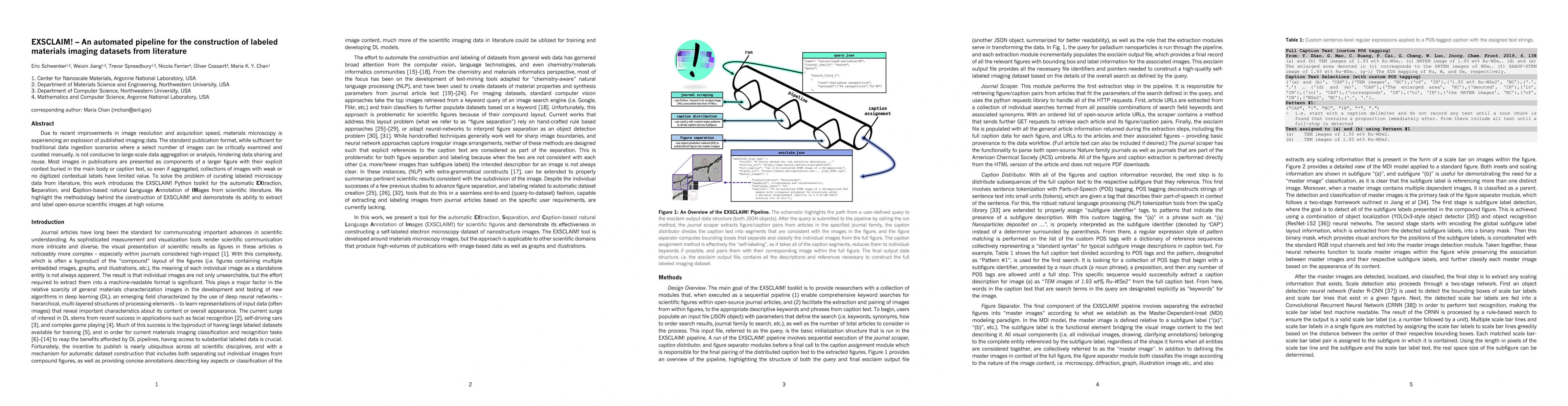 Thumbnail for EXSCLAIM! -- An automated pipeline for the construction of labeled
  materials imaging datasets from literature