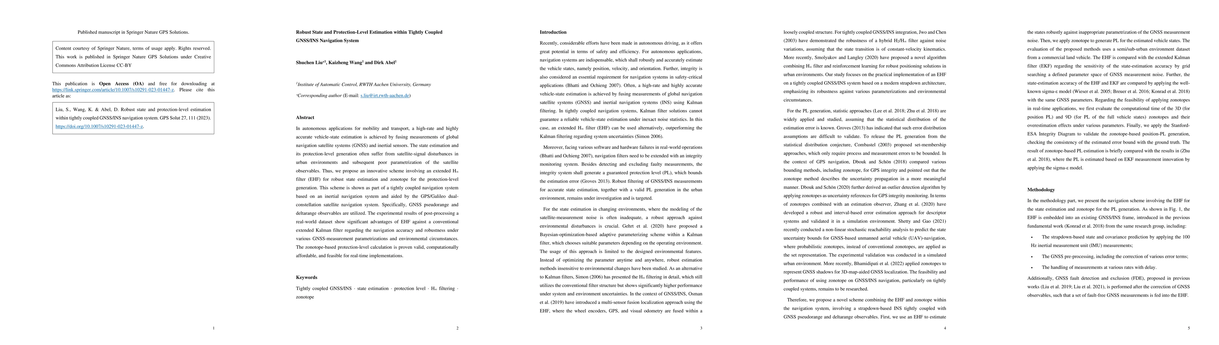 Thumbnail for Robust state and protection-level estimation within tightly coupled
  GNSS/INS navigation system