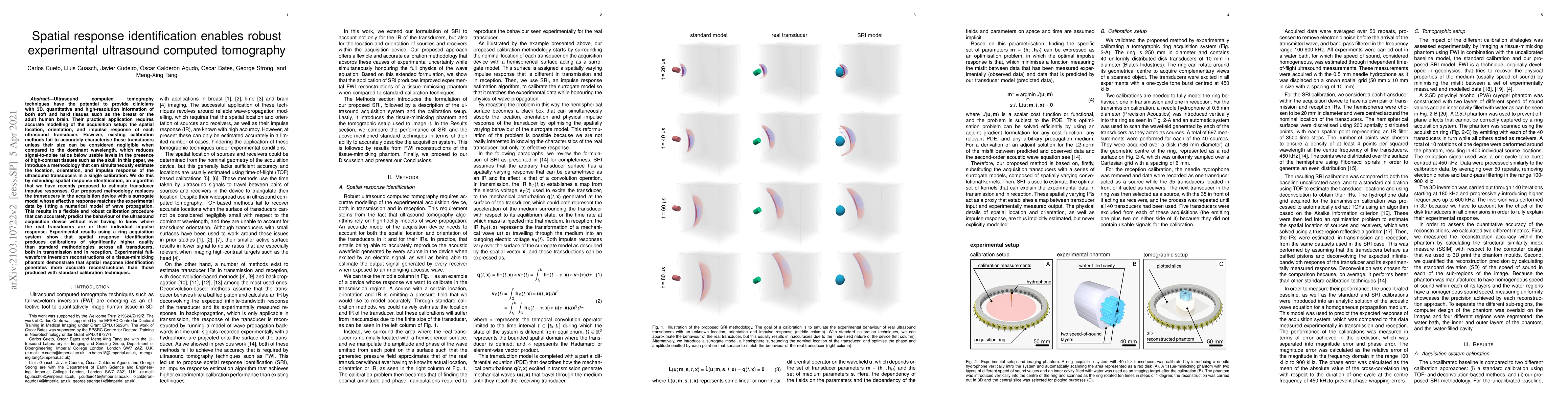 Thumbnail for Spatial response identification enables robust experimental ultrasound
  computed tomography