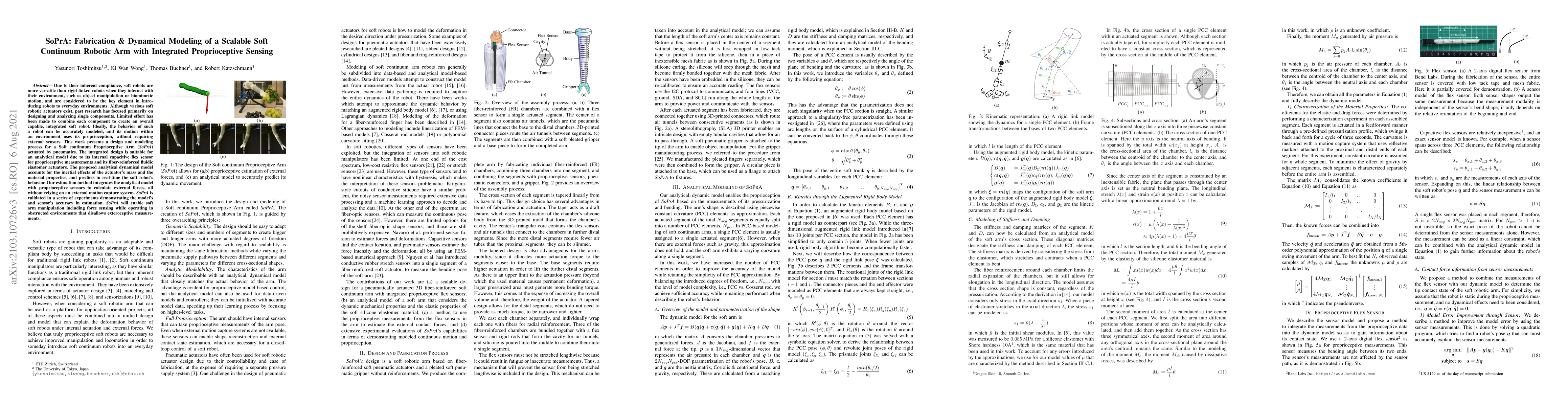 Thumbnail for SoPrA: Fabrication & Dynamical Modeling of a Scalable Soft Continuum
  Robotic Arm with Integrated Proprioceptive Sensing