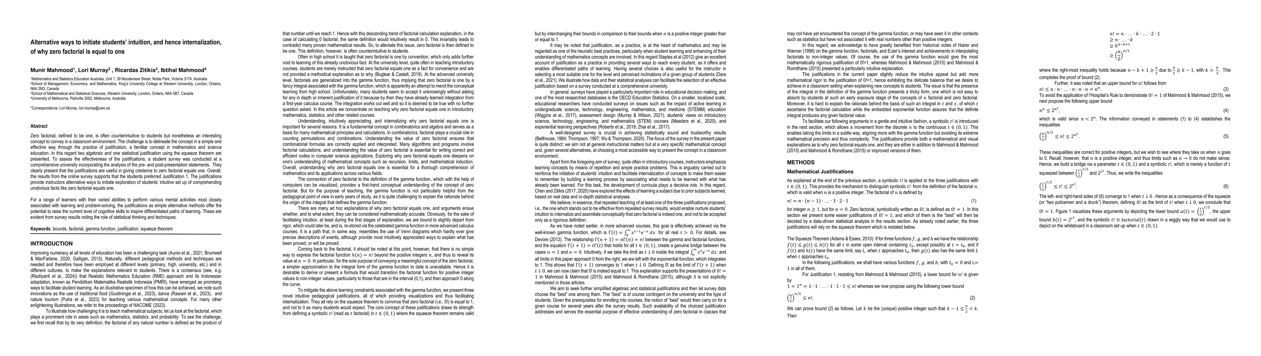 Thumbnail for Alternative ways to initiate students' intuition, and hence
  internalization, of why zero factorial is equal to one