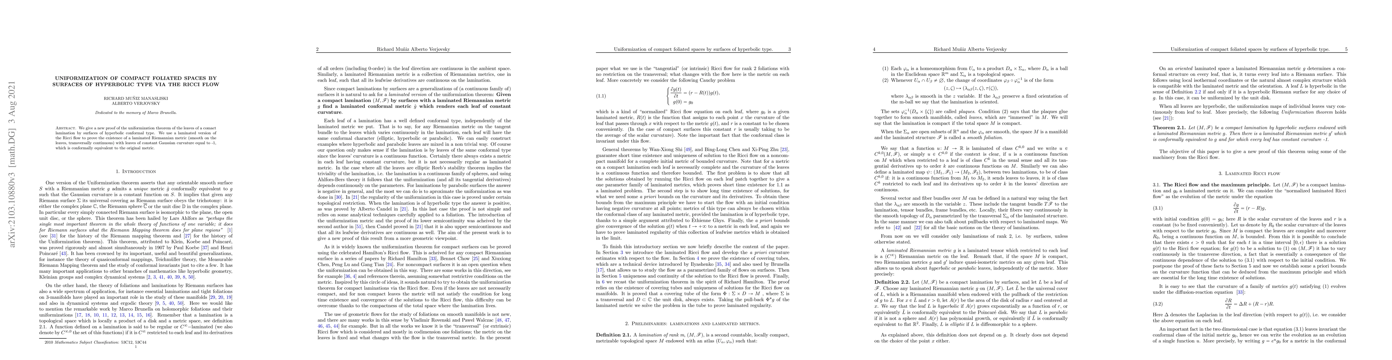 Thumbnail for Uniformization of compact foliated spaces by surfaces of hyperbolic type