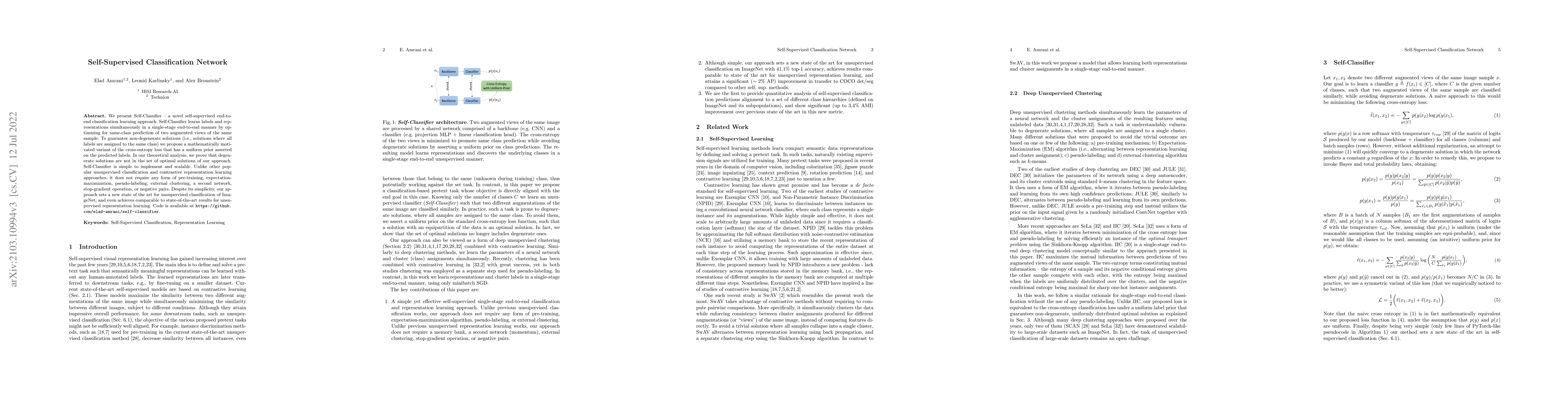 Thumbnail for Self-Supervised Classification Network