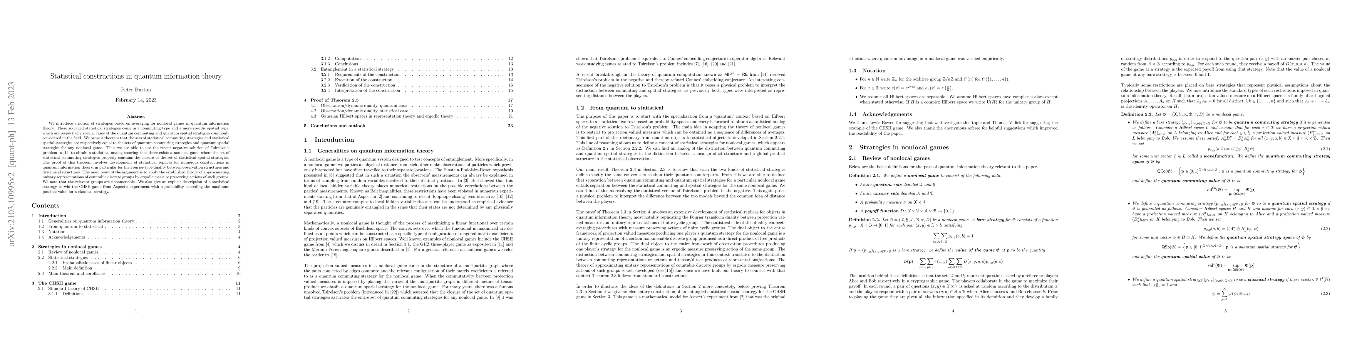 Thumbnail for Statistical constructions in quantum information theory