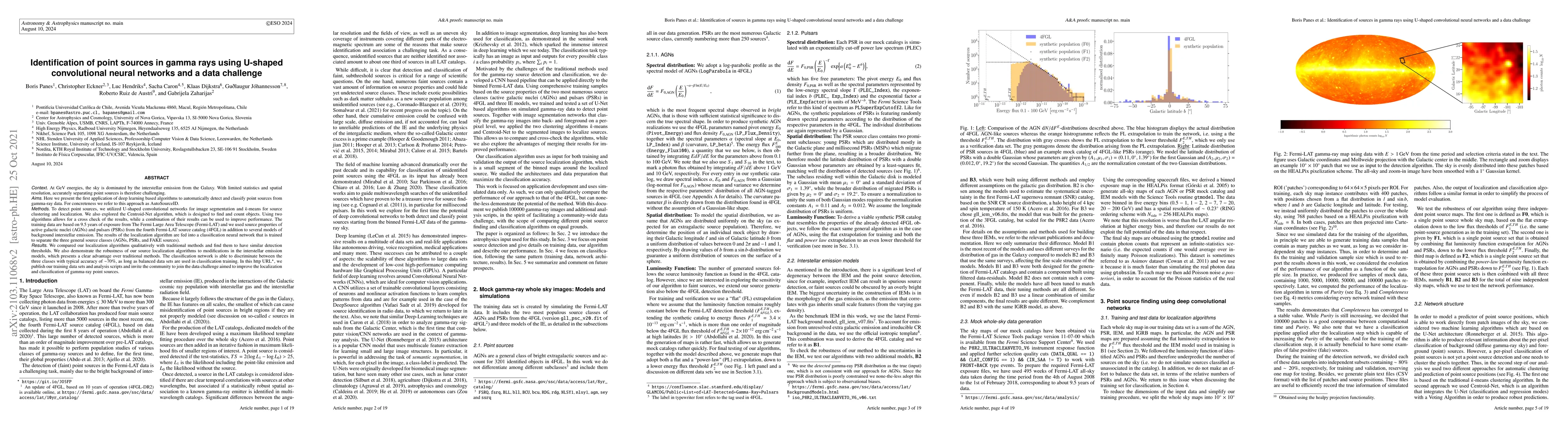 Thumbnail for Identification of point sources in gamma rays using U-shaped
  convolutional neural networks and a data challenge