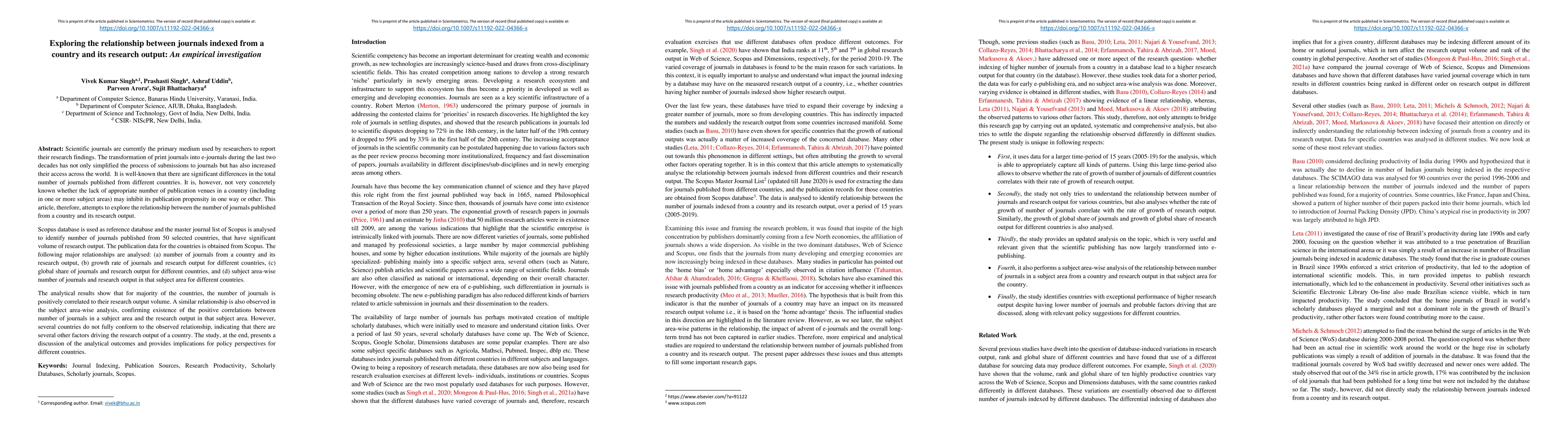 Thumbnail for Exploring the relationship between journals indexed from a country and
  its research output: An empirical investigation