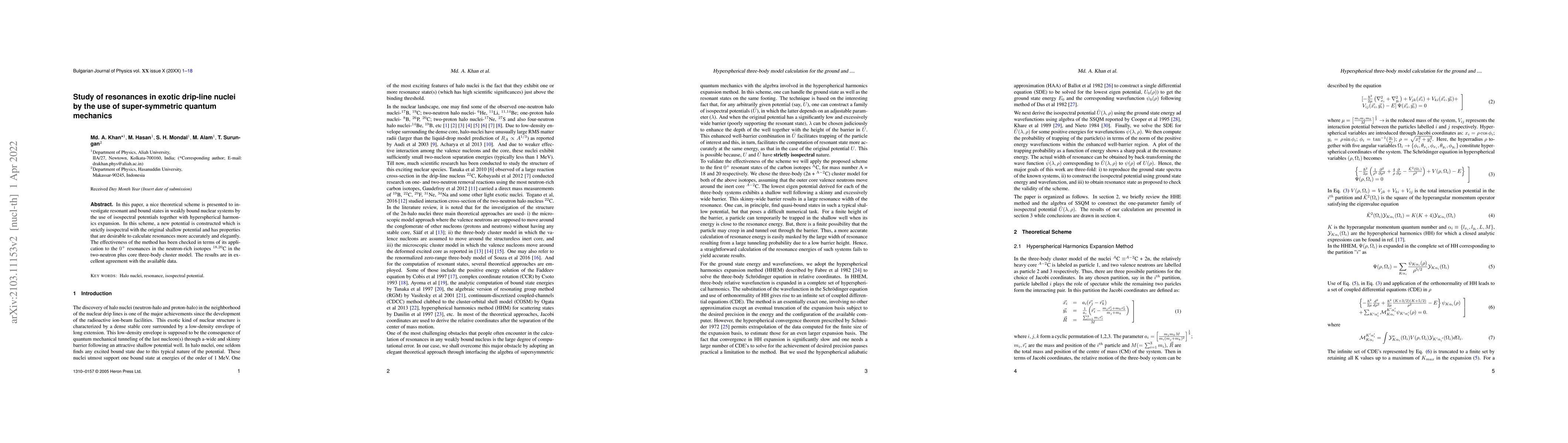 Thumbnail for Study of resonances in exotic drip-line nuclei by the use of
  super-symmetric quantum mechanics