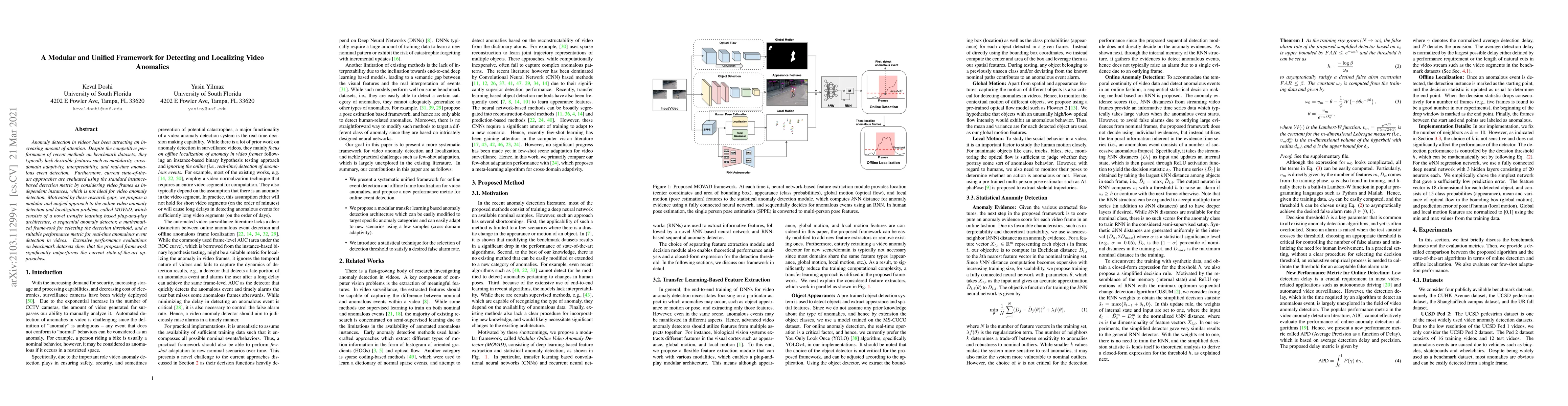 Thumbnail for A Modular and Unified Framework for Detecting and Localizing Video
  Anomalies