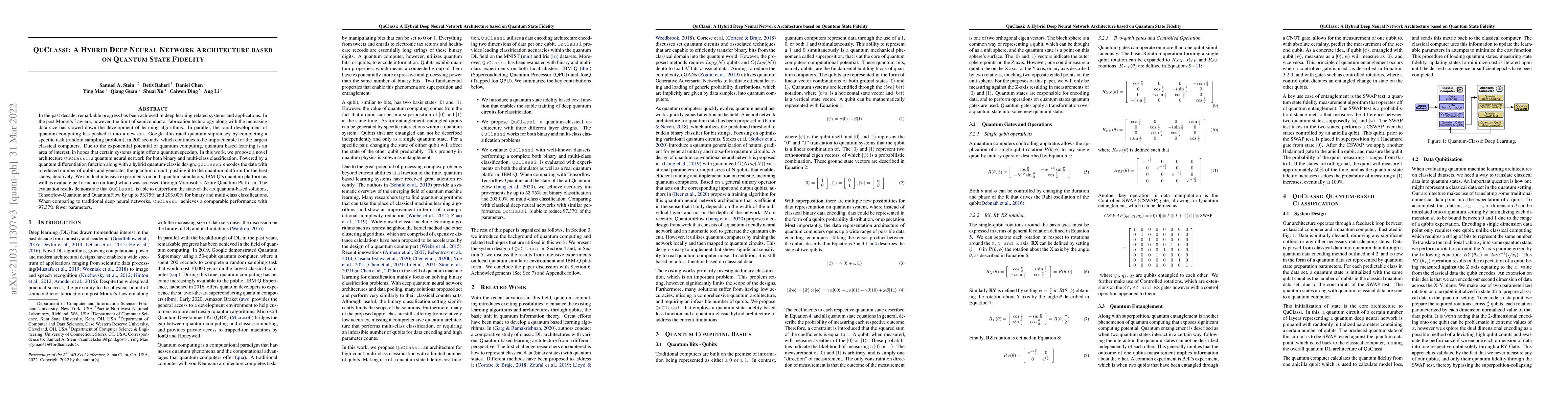 Thumbnail for QuClassi: A Hybrid Deep Neural Network Architecture based on Quantum
  State Fidelity