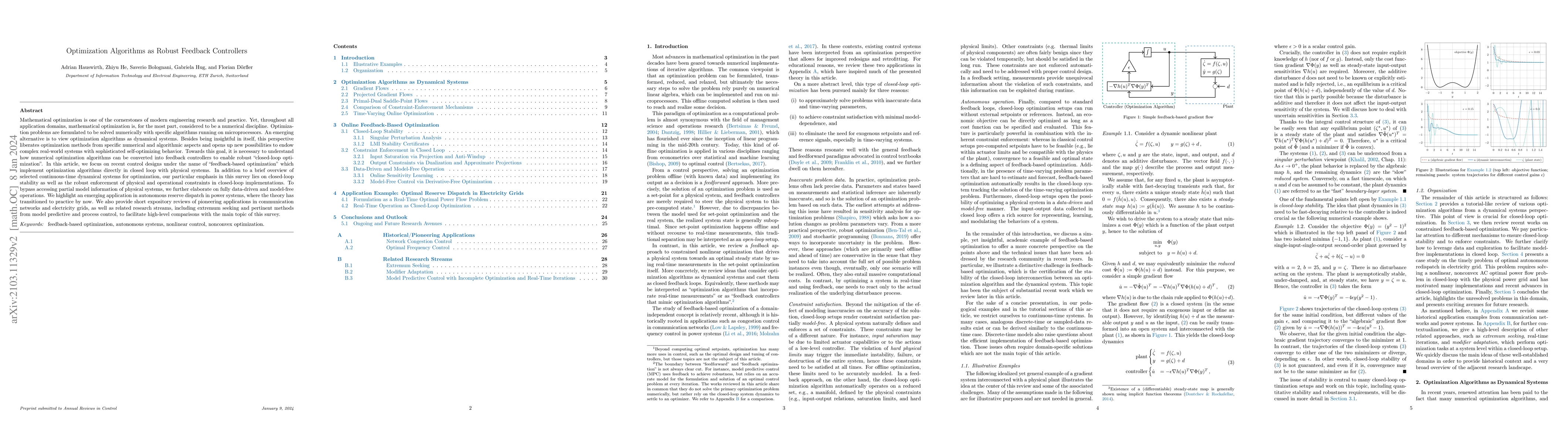 Thumbnail for Optimization Algorithms as Robust Feedback Controllers