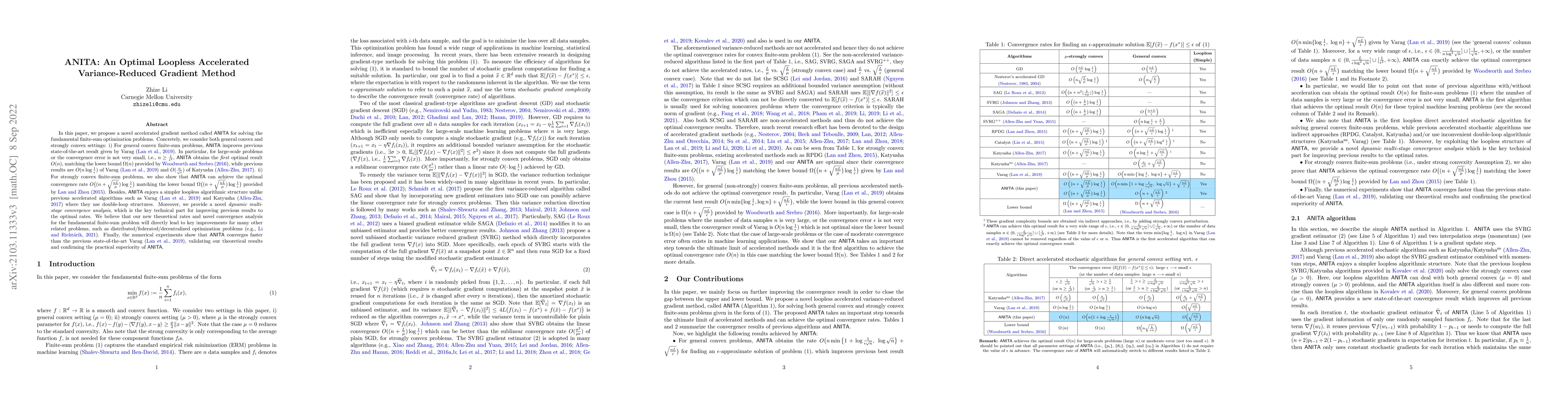 Thumbnail for ANITA: An Optimal Loopless Accelerated Variance-Reduced Gradient Method
