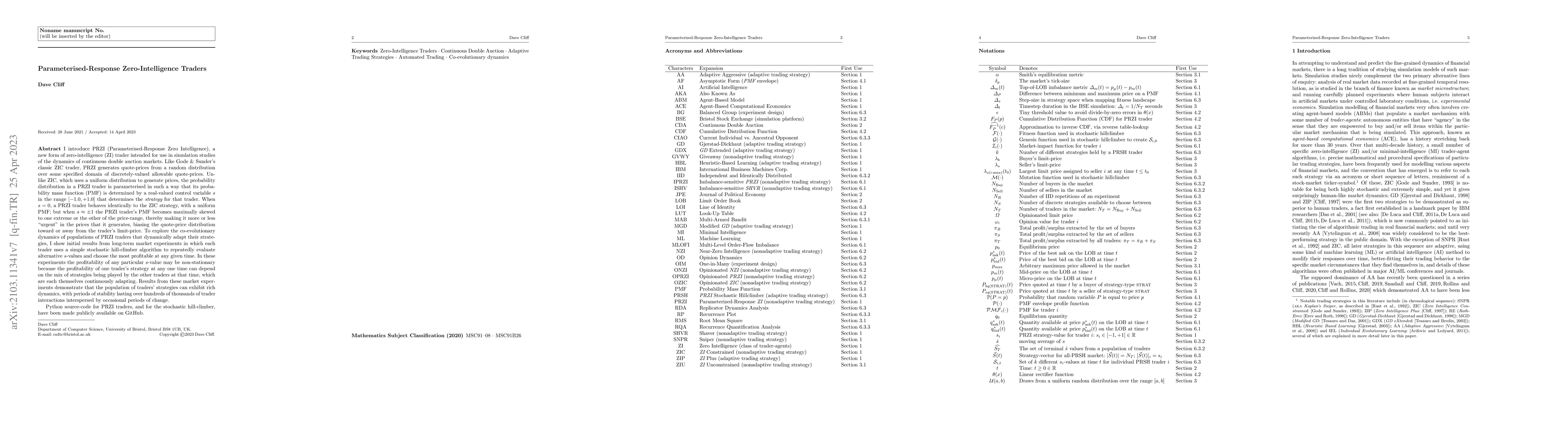 Thumbnail for Parameterised-Response Zero-Intelligence Traders