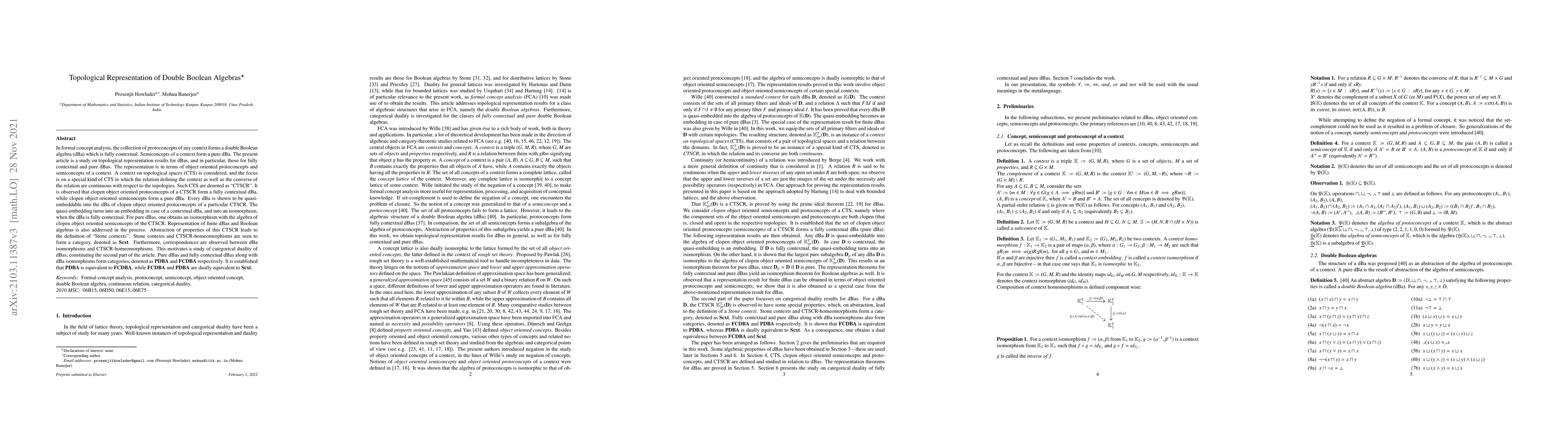 Thumbnail for Topological Representation of Double Boolean Algebras