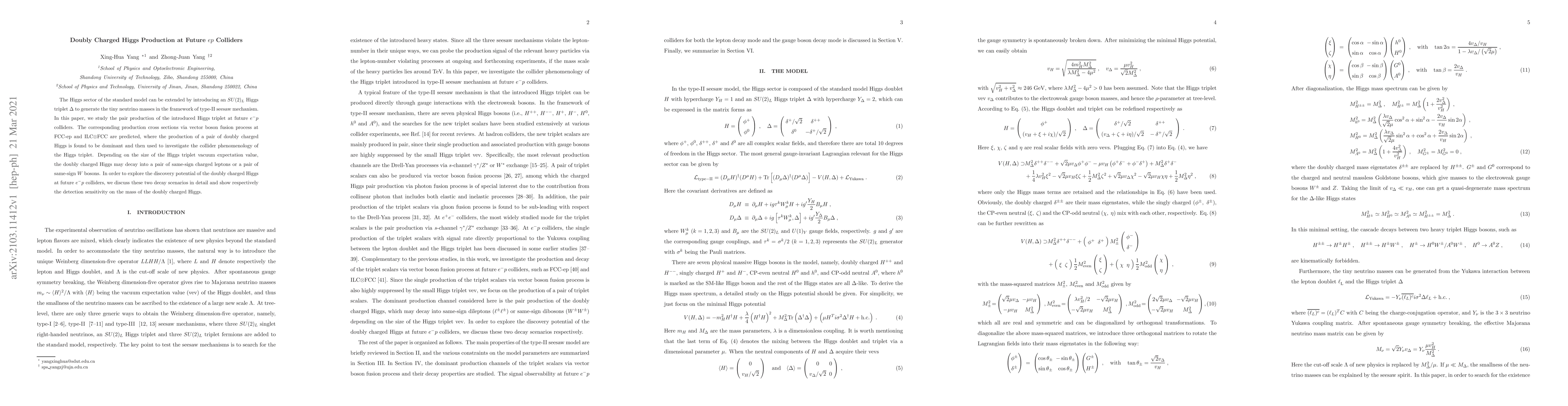 Thumbnail for Doubly Charged Higgs Production at Future $ep$ Colliders